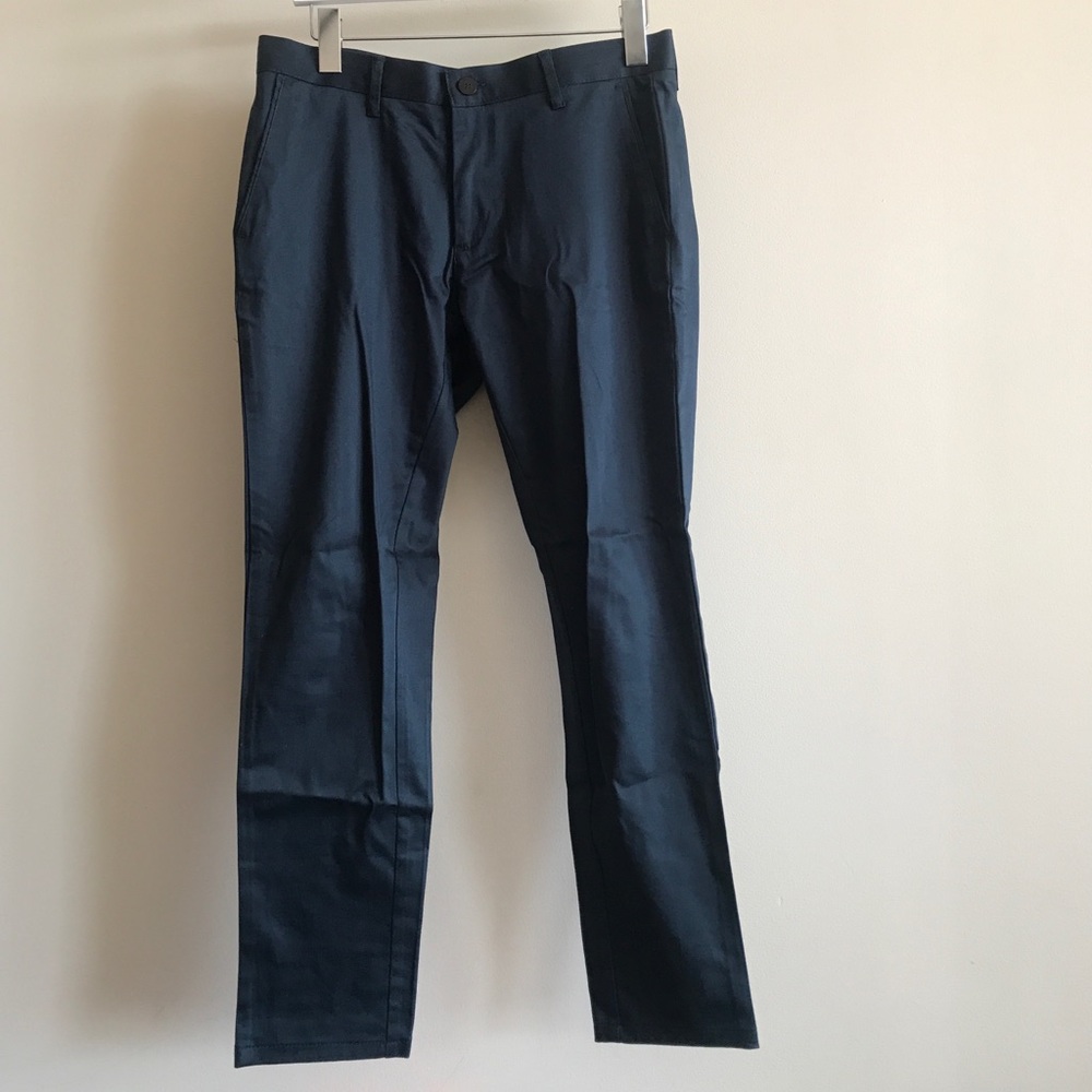 Zara Man Slim Navy Blue Cotton Casual Pants